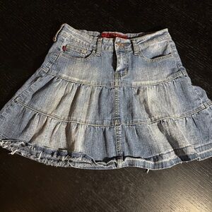 Girly Blue Denim A-Line Skirt
